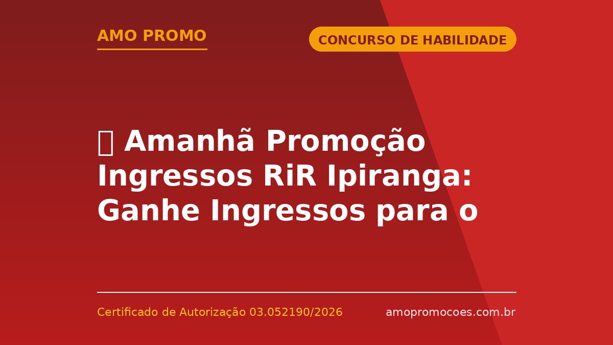 ⏰ Amanhã Promoção Ingressos RiR Ipiranga: Ganhe Ingressos para o Rock in Rio 2026 — No Posto e no Instagram