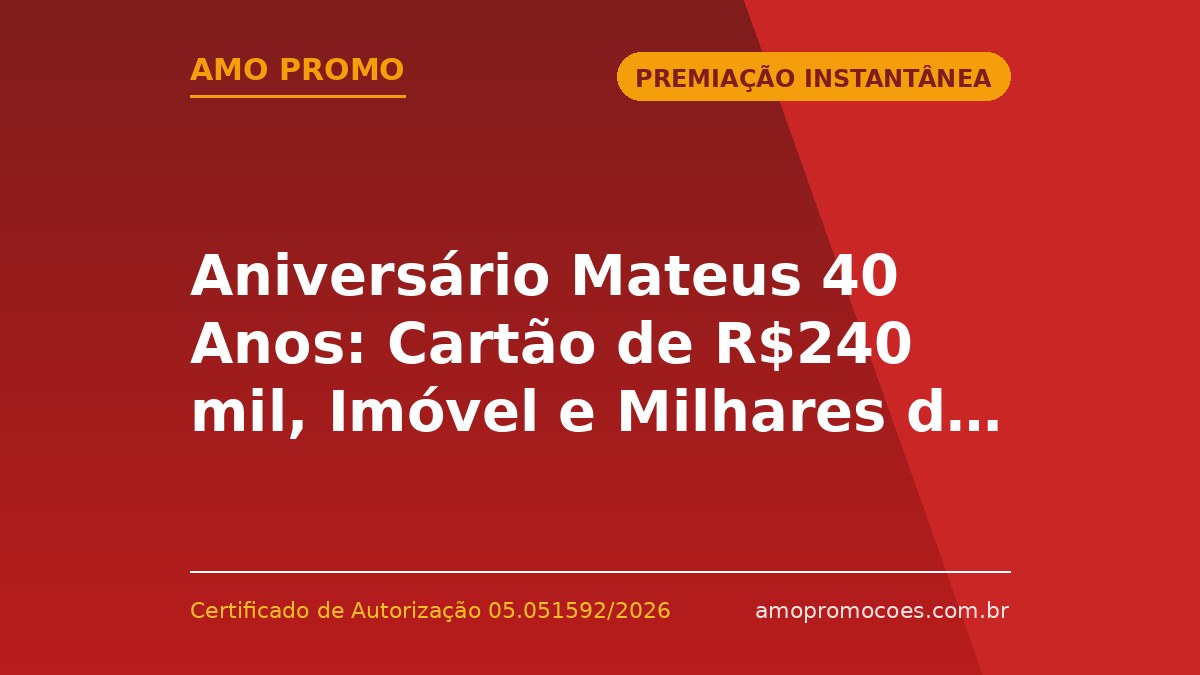 Aniversário Mateus 40 Anos: Cartão de R$240 mil, Imóvel e Milhares de Vales-Compra