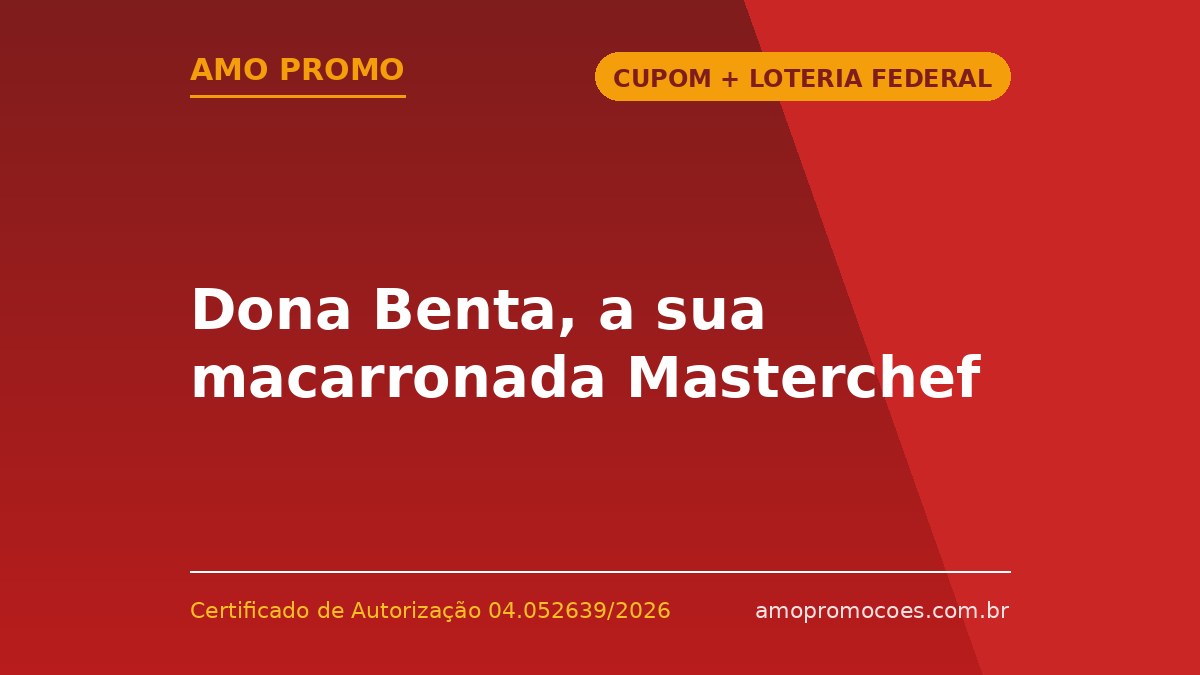 Dona Benta, a sua macarronada Masterchef