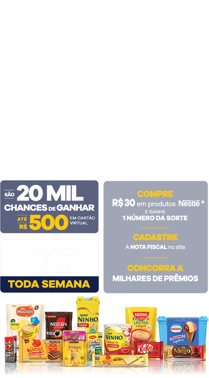 Promoção Acelere com Nestlé: Carro 0km Toda Semana e Cartão Virtual de até R$500