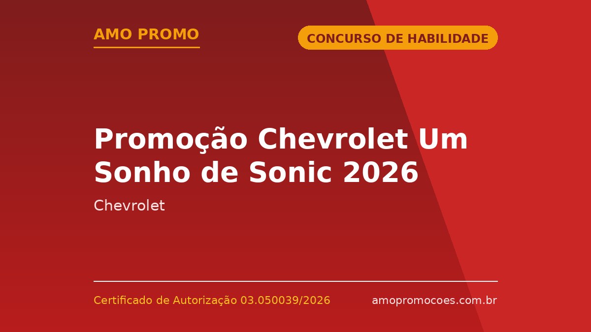 Promoção Chevrolet Um Sonho de Sonic 2026