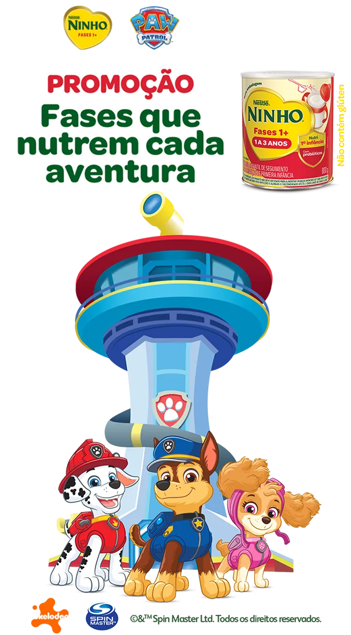 Promoção Ninho Fases 1+: 1 Ano de Creche Paga e Prêmios Instantâneos com a Patrulha Canina