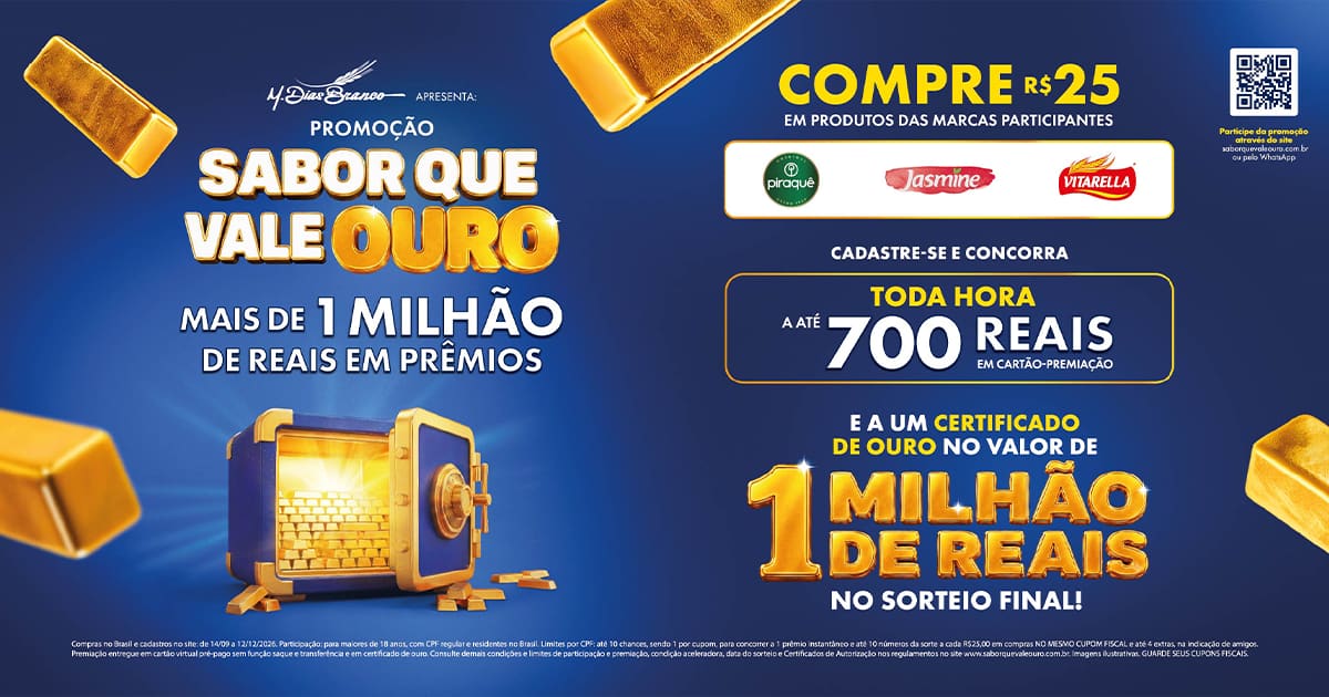Promoção Piraquê, Jasmine e Vitarella Sabor que Vale Ouro 2026